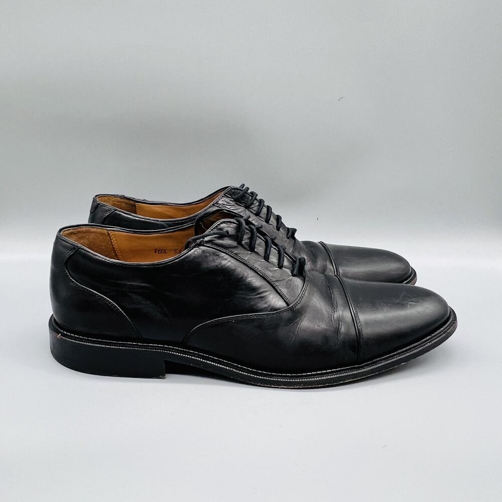 Alan Payne Shoes Mens 10.5 Black Leather Cap Toe Oxford Dress Classic Slip On